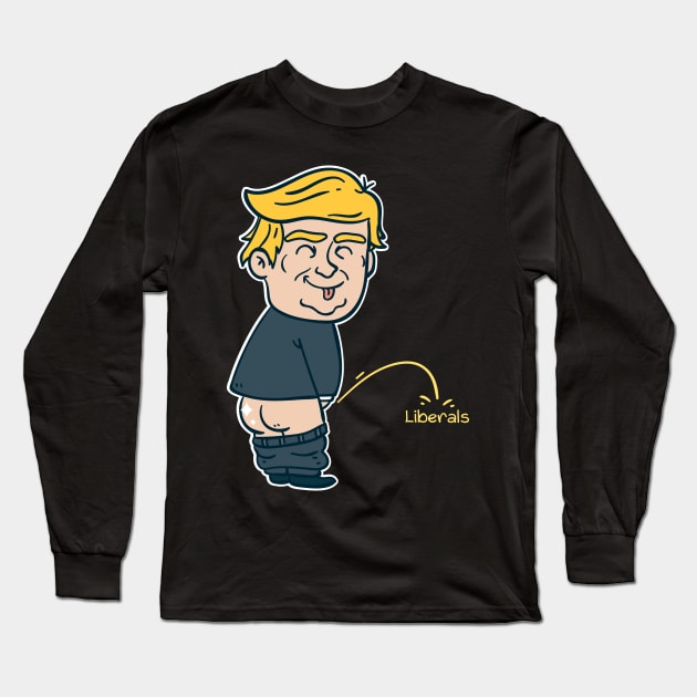 Trump Pissing on Liberals Design Long Sleeve T-Shirt by Schimmi